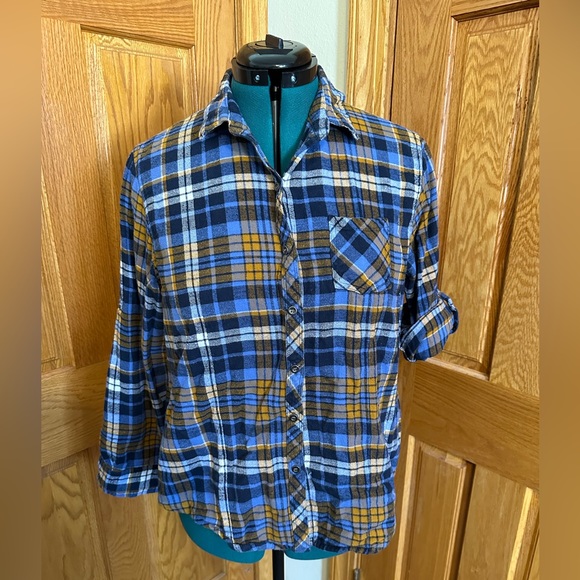 Old Mill Blue and Gold Flannel - Picture 1 of 5